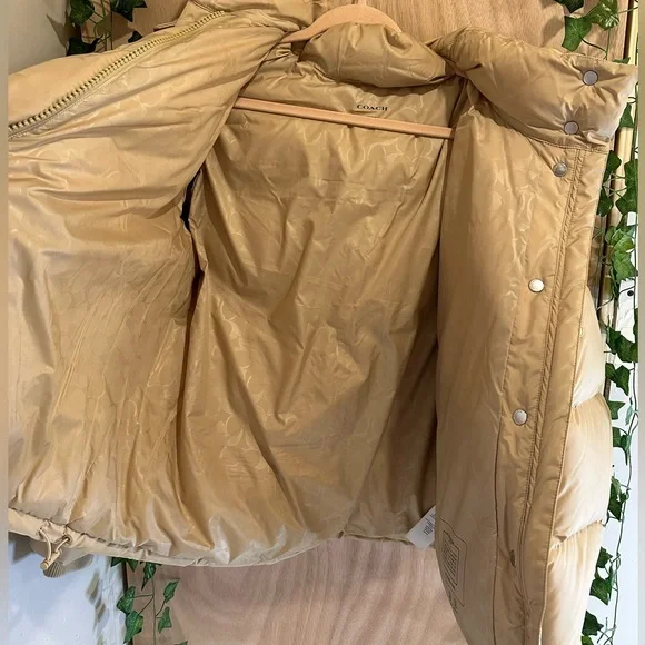 Women’s size: LARGE Beige Coach short down puffer coat( ONLY WORN ONCE!) - Picture 8 of 16
